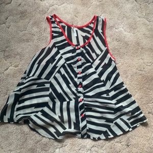 3 for $10 Black and white abstract striped tank